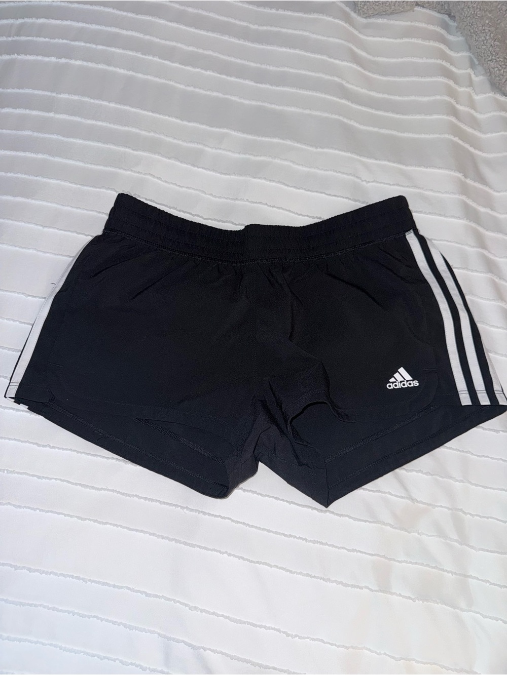 adidas Black Athletic Shorts with White Side Stripes